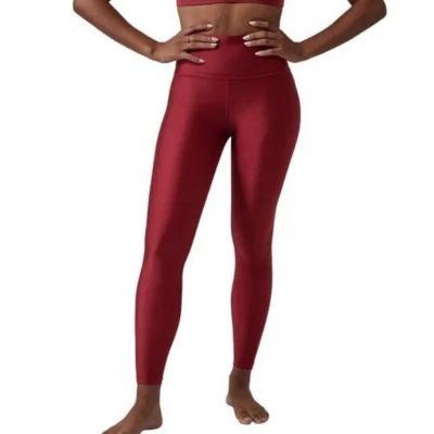 NWOT Athleta Women’s Elation Shine Tights Decadent Red Shiny Hi Waist Petite Med